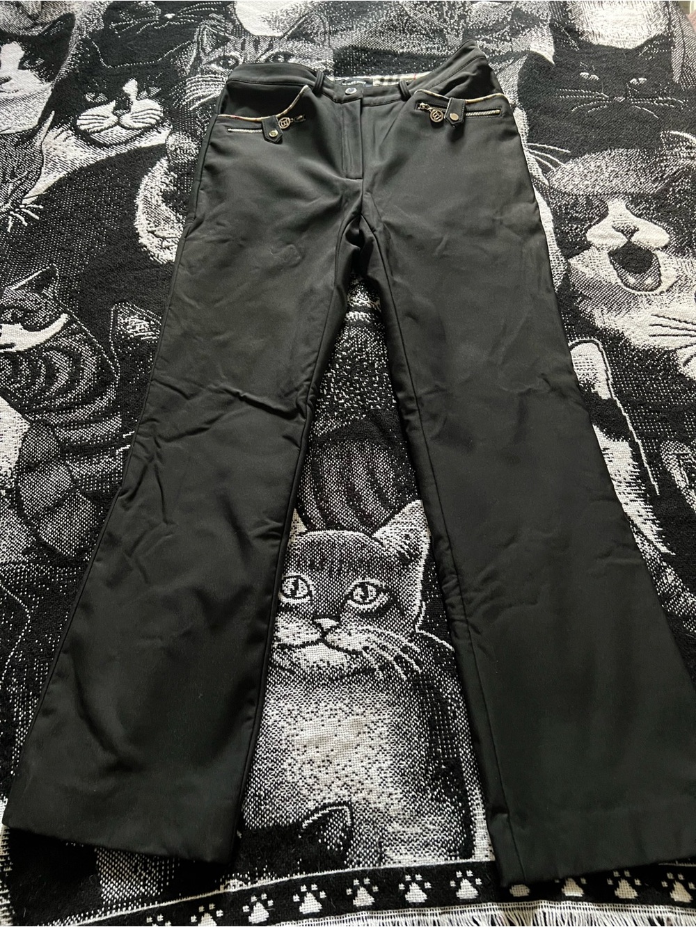 Burberry Black Winter Pants with Gold Accent Hardware (Rare)